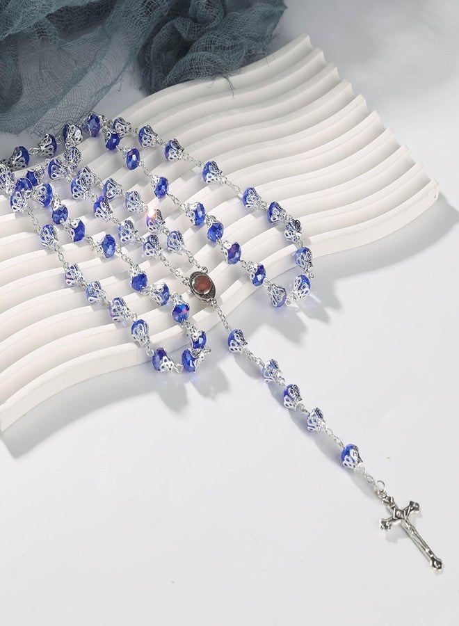 CACALOSS Christian Rosarys Necklace Crystal Rosarys Necklace Jesus Cross Rosary For Baptism Prayers - Image 2